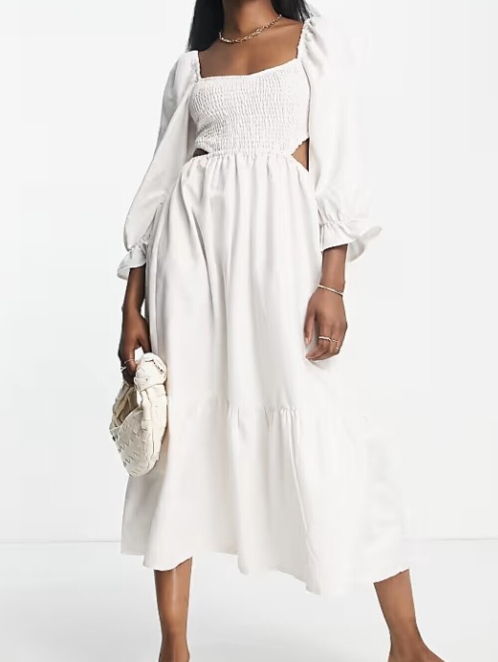 Side cut out cotton linencottagecore maxi dress